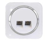 کلید و پریز آدا پلکسی سفید زه نقره ای دلند(مکانیزم+قاب+زه) / سوکت تلفن دوقلو