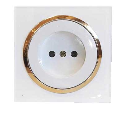 کلید پریز آوا پلکسی سفید زه طلائی / پریز برق (مکانیزم +قاب+زه)