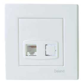 کلید و پریز مدل آسا برند دلند / تک سوکت تلفن (دو خط)