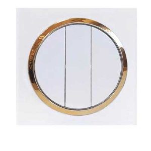 کلید پریز آوا پلکسی سفید زه طلائی / کلید سه پل(مکانیزم +قاب+زه)