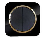 کلید و پریز آدا پلکسی مشکی زه طلایی دلند(مکانیزم+قاب+زه) / کلید دو پل