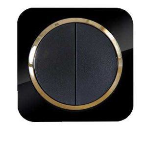 کلید و پریز آدا پلکسی مشکی زه طلایی دلند(مکانیزم+قاب+زه) / کلید دو پل