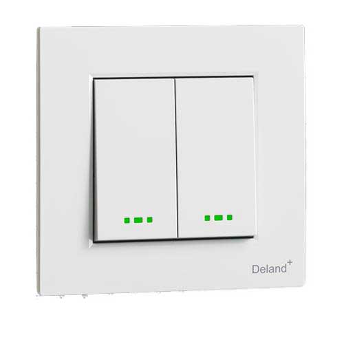 کلید و پریز آسا سفید دلند پلاس /کلید دو پل(مکانیزم+قاب)