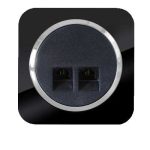 کلید و پریز آدا پلکسی مشکی زه نقره ای دلند(مکانیزم+قاب+زه)/سوکت تلفن دوقلو