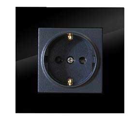 کلید و پریز مدل آسا پلکسی مشکی برند دلند(مکانیزم +قاب ) / پریز برق ارت پایه سرامیکی