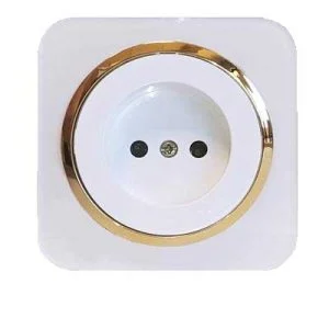 کلید و پریز آدا پلکسی سفید زه طلایی دلند (مکانیزم+قاب+زه) / پریز برق