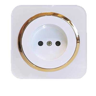 کلید و پریز آدا پلکسی سفید زه طلایی دلند (مکانیزم+قاب+زه) / پریز برق