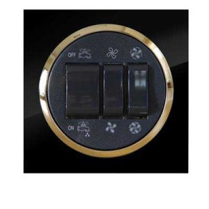 کلید و پریز آوا پلکسی مشکی زه طلایی دلند(مکانیزم+قاب+زه) / کلید کولر