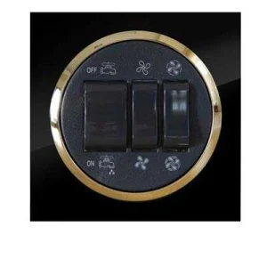 کلید و پریز آوا پلکسی مشکی زه طلایی دلند(مکانیزم+قاب+زه) / کلید کولر