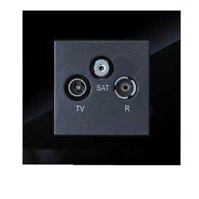 کلید و پریز مدل آسا پلکسی مشکی برند دلند(مکانیزم +قاب ) / فیش آنتن مرکزی