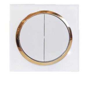 کلید پریز آوا پلکسی سفید زه طلائی / کلید دوپل(مکانیزم +قاب+زه)