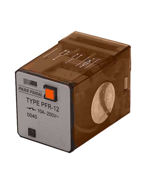 رله شیشه ای پارس فانال 8 پایه 2NO2NC ولتاژ کاری و کنترلی 220VAC مدل PFR12