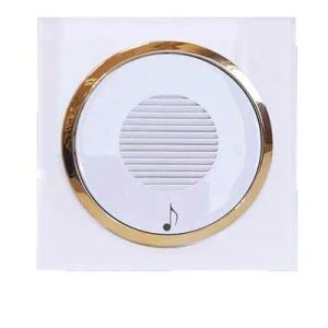 کلید پریز آوا پلکسی سفید زه طلائی / زنگ ملودی(مکانیزم +قاب+زه)