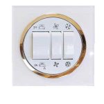 کلید پریز آوا پلکسی سفید زه طلائی / کلید کولر(مکانیزم +قاب+زه)