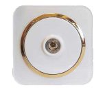 کلید و پریز آدا پلکسی سفید زه طلایی دلند (مکانیزم+قاب+زه) / فیش بلندگو