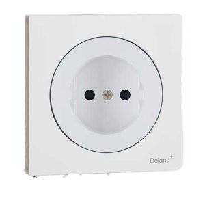 کلید و پریز آوا سفید دلند پلاس/آوا،پریز برق محافظ دار