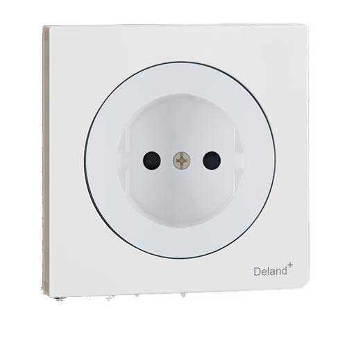 کلید و پریز آوا سفید دلند پلاس/آوا،پریز برق محافظ دار