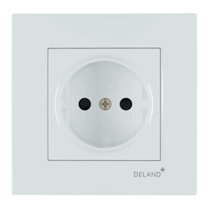 کلید و پریز آسا سفید دلند پلاس /پریز برق محافظ دار(مکانیزم+قاب)