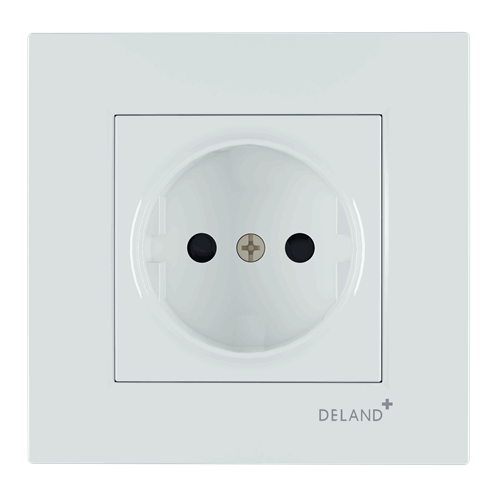 کلید و پریز آسا سفید دلند پلاس /پریز برق محافظ دار(مکانیزم+قاب)