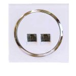 کلید و پریز آوا پلکسی سفید زه نقره ای/سوکت تلفن دوقلو(4خط)(مکانیزم+قاب+زه نقره ای)