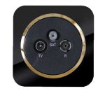 کلید و پریز آدا پلکسی مشکی زه طلایی دلند(مکانیزم+قاب+زه) / آنتن مرکزی