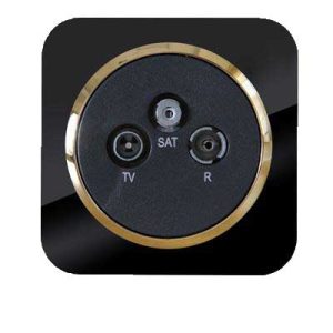 کلید و پریز آدا پلکسی مشکی زه طلایی دلند(مکانیزم+قاب+زه) / آنتن مرکزی