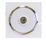 کلید و پریز آوا پلکسی سفید زه نقره ای/فیش بلندگو(مکانیزم+قاب+زه نقره ای)