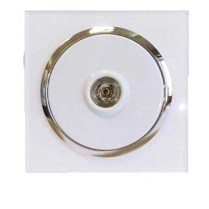 کلید و پریز آوا پلکسی سفید زه نقره ای/فیش بلندگو(مکانیزم+قاب+زه نقره ای)