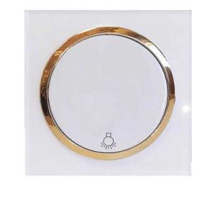 کلید پریز آوا پلکسی سفید زه طلائی / شاسی راه پله(مکانیزم +قاب+زه)