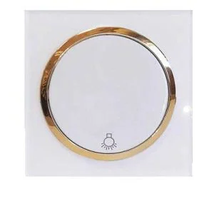 کلید پریز آوا پلکسی سفید زه طلائی / شاسی راه پله(مکانیزم +قاب+زه)