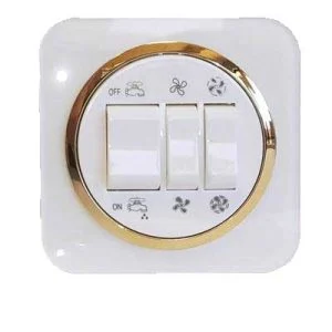 کلید و پریز آدا پلکسی سفید زه طلایی دلند (مکانیزم+قاب+زه) / کلید کولر