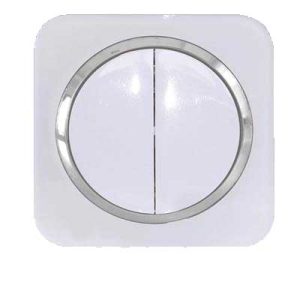 کلید و پریز آدا پلکسی سفید زه نقره ای دلند(مکانیزم+قاب+زه) / کلید دو پل