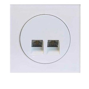 آوا پلکسی سفید دلند پلاس/سوکت تلفن دوقلو(4خط) (مکانیزم+قاب)