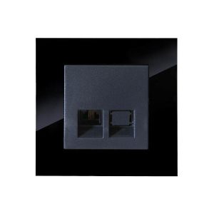 کلید و پریز مدل آسا پلکسی مشکی برند دلند(مکانیزم +قاب ) / سوکت شبکه cat6