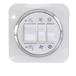 کلید و پریز آدا پلکسی سفید زه نقره ای دلند(مکانیزم+قاب+زه) / کلید کولر