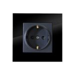 کلید و پریز مدل آسا پلکسی مشکی برند دلند(مکانیزم +قاب ) / پریز برق ارت پایه سرامیکی