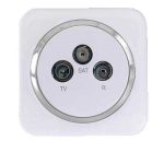 کلید و پریز آدا پلکسی سفید زه نقره ای دلند(مکانیزم+قاب+زه) / فیش آنتن مرکزی