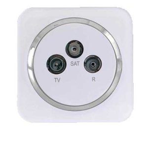 کلید و پریز آدا پلکسی سفید زه نقره ای دلند(مکانیزم+قاب+زه) / فیش آنتن مرکزی