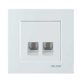 کلید و پریز مدل آسا برند دلند / سوکت تلفن دوقلو چهار خط