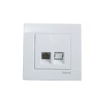 کلید و پریز آسا سفید دلند پلاس /تک سوکت تلفن دو خط(مکانیزم+قاب)