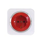 کلید و پریز آوا پلکسی سفید زه نقره ای /پریز ارت UPS(مکانیزم+قاب+زه نقره ای)